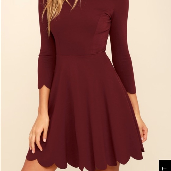 CUMULONIMBUS CLOUDS BURGUNDY SKATER DRESS - Picture 4 of 4